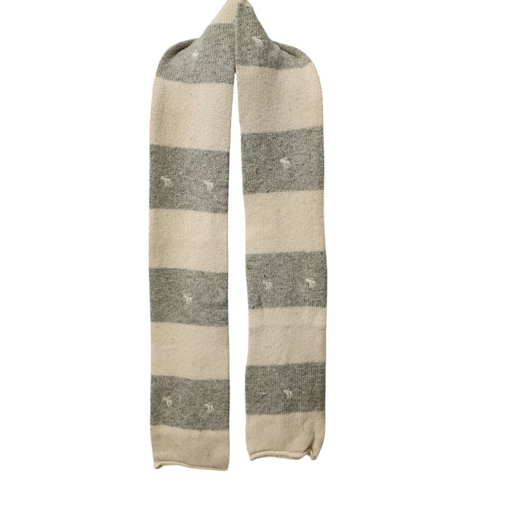 ABERCROMBIE & FITCH Wool Blend Scarf 6 Foot Long Gray White Used